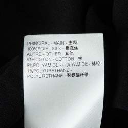 Pre Owned Louis Vuitton Black Silk Crepe Logo Collar Detail Sheer Blouse M