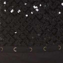 Louis Vuitton Black Sequin Grid Embellished Eyelet Lace Paneled Mini Skirt S
