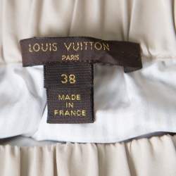 Louis Vuitton Beige Striped Silk Logo Elasticized Waist Mini Skirt M