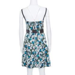Louis Vuitton Floral Printed Silk Belted Pleated Bustier Dress S