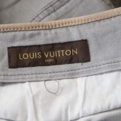 Louis Vuitton Grey Quilted Monogram Embroidered Stretch Jeans L