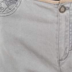 Louis Vuitton Grey Quilted Monogram Embroidered Stretch Jeans L
