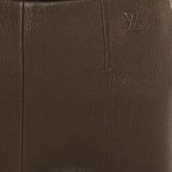 Louis Vuitton Olive Green Textured Lamb Leather Pants M