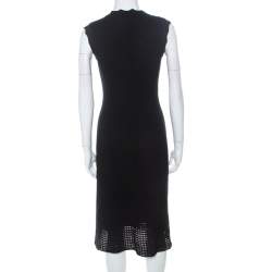 Louis Vuitton Black Crochet Knit Sleeveless Midi Dress S 