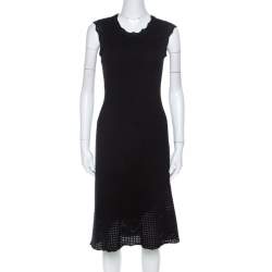 Louis Vuitton Black Crochet Knit Sleeveless Midi Dress S 
