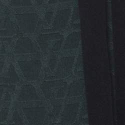 Louis Vuitton Green Monogram Embossed Silk Tie Neck Short Sleeve Top M