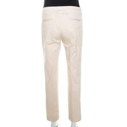 Louis Vuitton Beige Stretch Cotton Straight Fit Trousers M