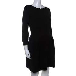 Louis Vuitton Black Wool and Mohair Blend Long Sleeve Dress M