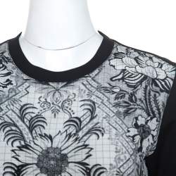 Pre Owned Louis Vuitton Black Printed Silk Crew Neck T-Shirt S