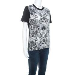 Pre Owned Louis Vuitton Black Printed Silk Crew Neck T-Shirt S