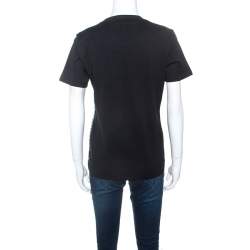 Pre Owned Louis Vuitton Black Printed Silk Crew Neck T-Shirt S