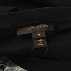 Pre Owned Louis Vuitton Black Printed Silk Crew Neck T-Shirt S