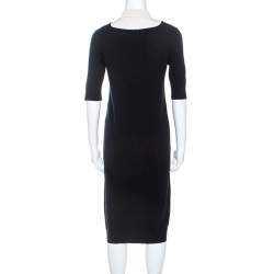 Pre Owned Louis Vuitton Midnight Cashmere Blue Contrast Collar Dress S