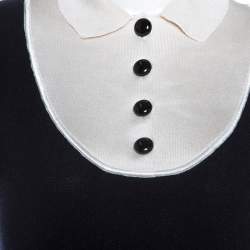 Pre Owned Louis Vuitton Midnight Cashmere Blue Contrast Collar Dress S