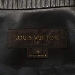 Louis Vuitton Black Leather Cropped Zip Front Jacket M