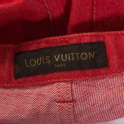 Louis Vuitton Red Denim Logo Tape Detail Cropped Jeans M