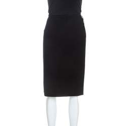 Louis Vuitton Black Wool Sheath Skirt M