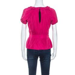 Louis Vuitton Pink Coated Silk Elasticized Waist Top M