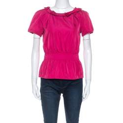 Louis Vuitton Pink Coated Silk Elasticized Waist Top M