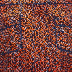 Pre Owned Louis Vuitton Orange & Blue Leopard Print Silk Oversized Blouse M