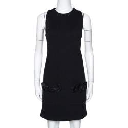 Pre Owned Louis Vuitton Black Wool Blend Sleeveless Shift Dress S