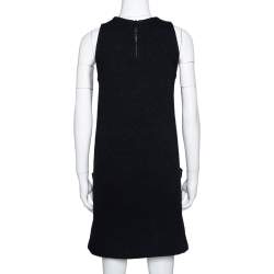 Pre Owned Louis Vuitton Black Wool Blend Sleeveless Shift Dress S