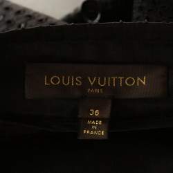 Pre Owned Louis Vuitton Black Cotton & Silk Lace Paneled Fitted Skirt S