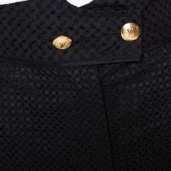 Pre Owned Louis Vuitton Black Cotton & Silk Lace Paneled Fitted Skirt S