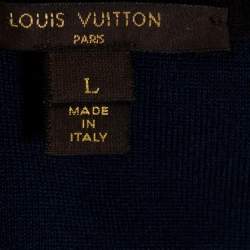 Louis Vuitton Navy & Black Wool Blend Zip Front Cardigan L