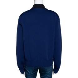 Louis Vuitton Navy & Black Wool Blend Zip Front Cardigan L