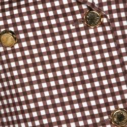 Louis Vuitton Brown Gingham Check Detachable Sleeve Short Coat S