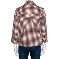Louis Vuitton Brown Gingham Check Detachable Sleeve Short Coat S