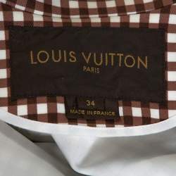 Louis Vuitton Brown Gingham Check Detachable Sleeve Short Coat S