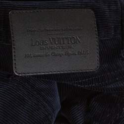 Pre Owned Louis Vuitton Navy Blue Corduroy Side Zip Detail Pants M