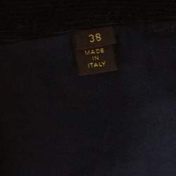 Pre Owned Louis Vuitton Navy Blue Corduroy Side Zip Detail Pants M
