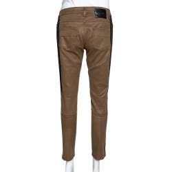 Louis Vuitton Brown Coated Cotton & Wool Trim Pants M
