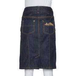 Pre Owned Louis Vuitton Dark Blue Denim Pleat Detail Skirt S