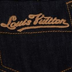 Pre Owned Louis Vuitton Dark Blue Denim Pleat Detail Skirt S