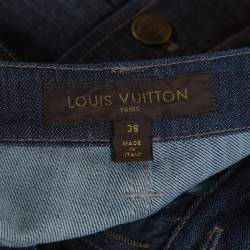 Pre Owned Louis Vuitton Dark Blue Stretch Denim Straight Leg Jeans M