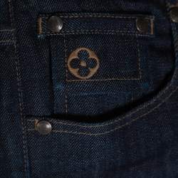Pre Owned Louis Vuitton Dark Blue Stretch Denim Straight Leg Jeans M