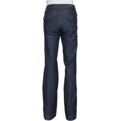 Pre Owned Louis Vuitton Dark Blue Stretch Denim Straight Leg Jeans M