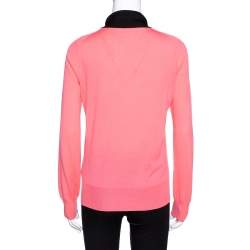 Louis Vuitton Pink Wool & Silk Knit Contrast Trim Jumper M