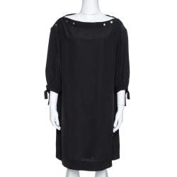 Pre Owned Louis Vuitton Black Silk Button Detail Tunic M