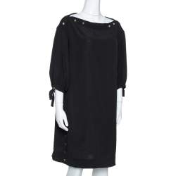 Pre Owned Louis Vuitton Black Silk Button Detail Tunic M
