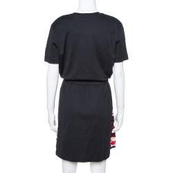 Pre Owned Louis Vuitton Red Printed Silk & Cotton Tie Front Dress M