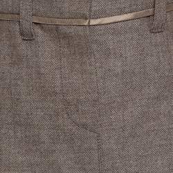 Louis Vuitton Beige Wool Herringbone Pencil Skirt M