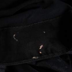 Pre Owned Louis Vuitton Black Jersey Ruffle Trim Ruched Dress M