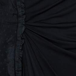 Pre Owned Louis Vuitton Black Jersey Ruffle Trim Ruched Dress M