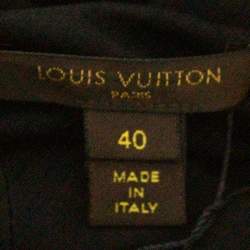 Pre Owned Louis Vuitton Black Jersey Ruffle Trim Ruched Dress M