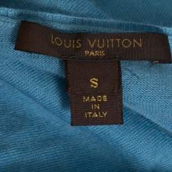 Pre Owned Louis Vuitton Powder Blue Cashmere Monogram Buttoned Top S